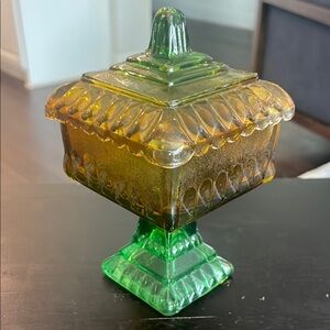 Vintage Green and Brown Glass Decor Accent
